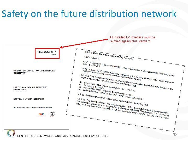 Safety on the future distribution network All installed LV inverters must be certified against