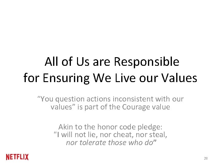 All of Us are Responsible for Ensuring We Live our Values “You question actions