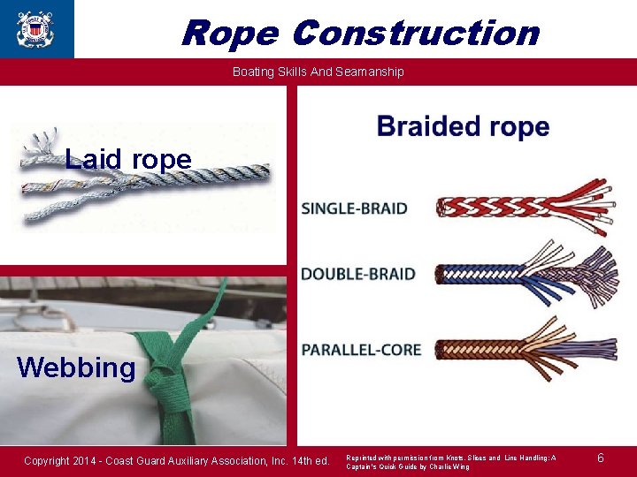 Rope Construction Boating Skills And Seamanship Laid rope Webbing Copyright 2014 - Coast Guard
