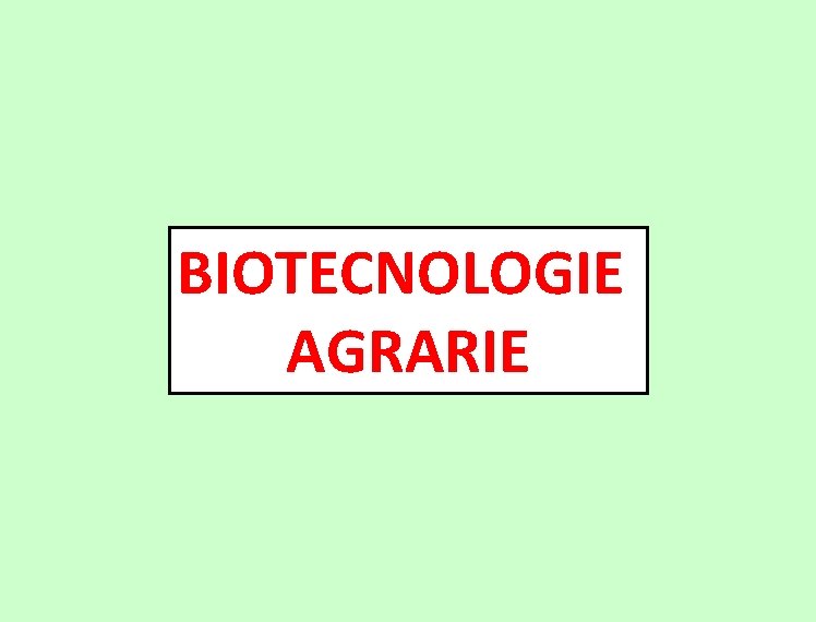 BIOTECNOLOGIE AGRARIE 