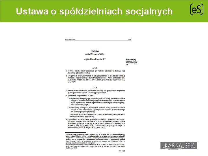 Ustawa o spółdzielniach socjalnych 