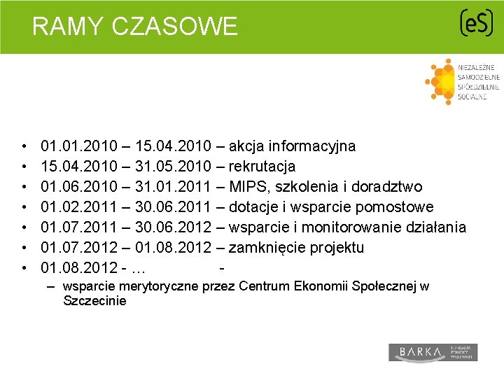 RAMY CZASOWE • • 01. 2010 – 15. 04. 2010 – akcja informacyjna 15.