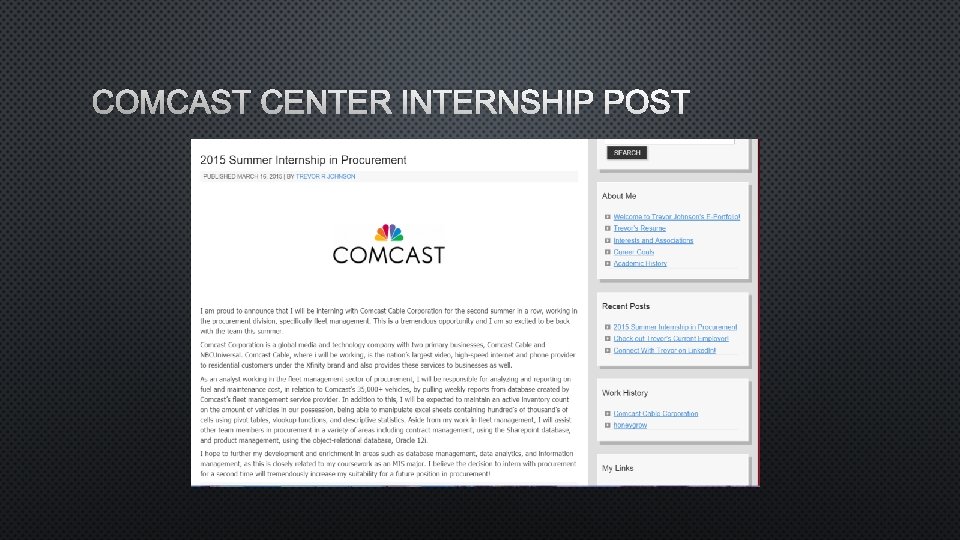 COMCAST CENTER INTERNSHIP POST 