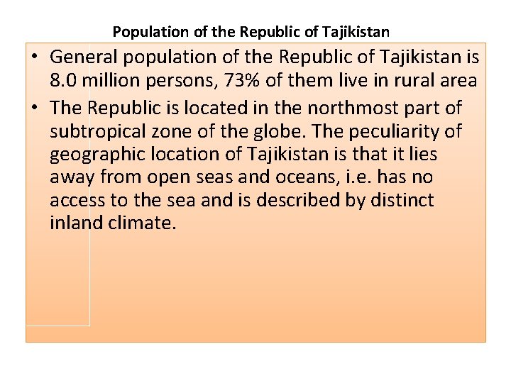 Population of the Republic of Tajikistan • General population of the Republic of Tajikistan