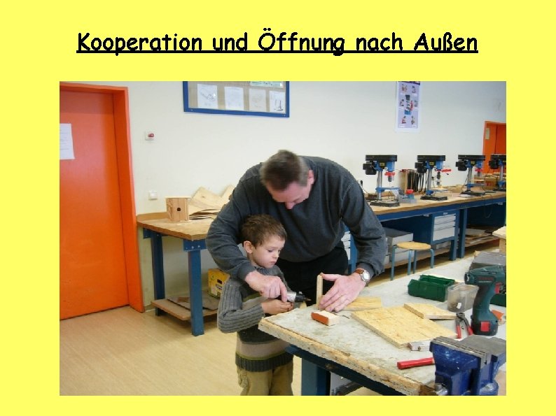 Kooperation und Öffnung nach Außen Elternarbeit Zusammenarbeit mit den Eltern 