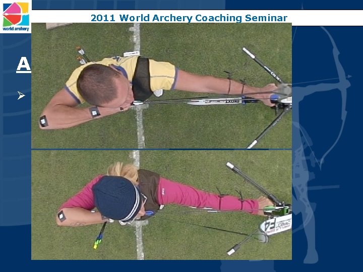 2011 World Archery Coaching Seminar Alignment Ø 2 types of alignment used in world