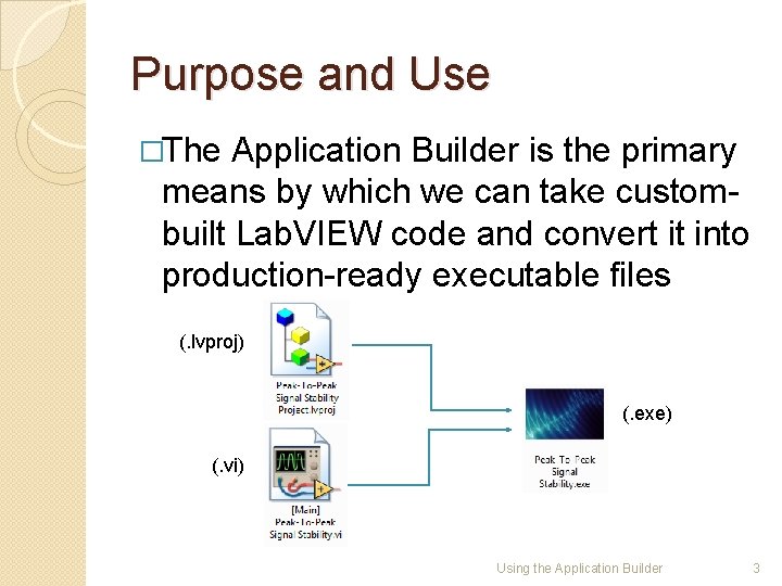 Purpose and Use �The Application Builder is the primary means by which we can