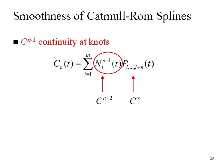 Smoothness of Catmull-Rom Splines n Cn-1 continuity at knots 20 