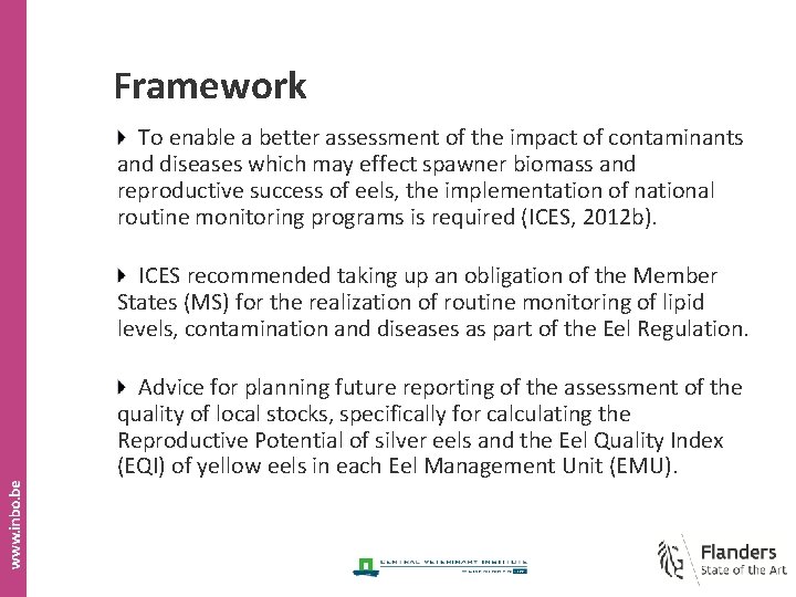 Framework To enable a better assessment of the impact of contaminants and diseases which