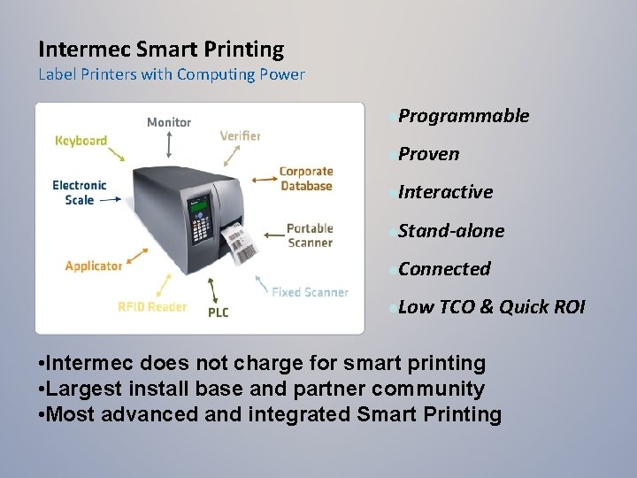 Intermec Smart Printing Label Printers with Computing Power l Programmable l Proven l Interactive