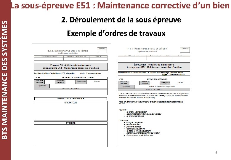 BTS MAINTENANCE DES SYSTÈMES La sous-épreuve E 51 : Maintenance corrective d’un bien 2. BTS MAINTENANCE DES SYSTÈMES La sous-épreuve E 51 : Maintenance corrective d’un bien 2.