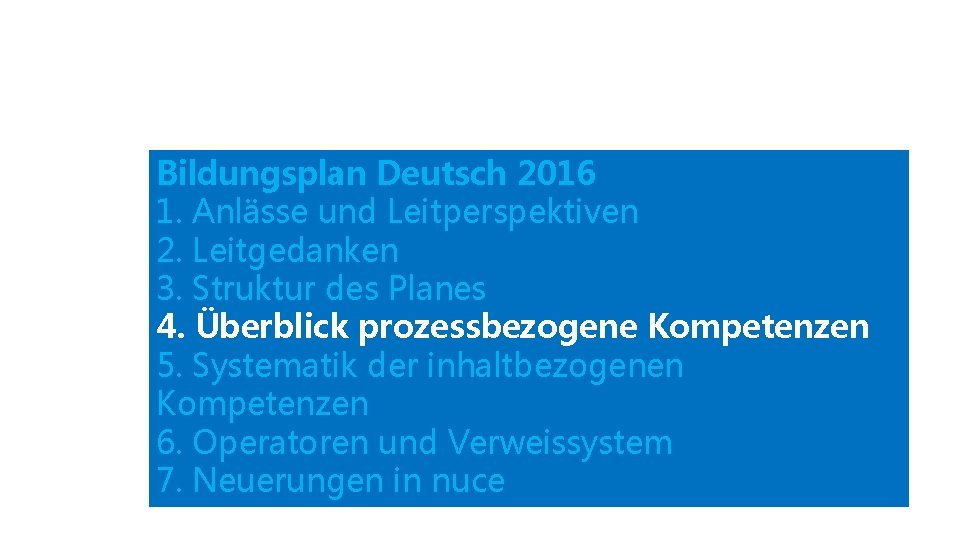 Bildungsplan Deutsch 2016 1. Anlässe und Leitperspektiven 2. Leitgedanken 3. Struktur des Planes 4.