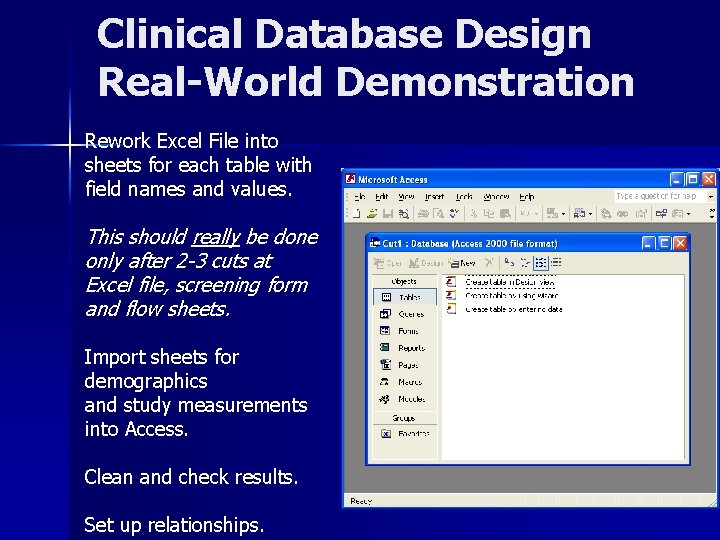 Clinical Database Design Real-World Demonstration Rework Excel File into sheets for each table with Clinical Database Design Real-World Demonstration Rework Excel File into sheets for each table with