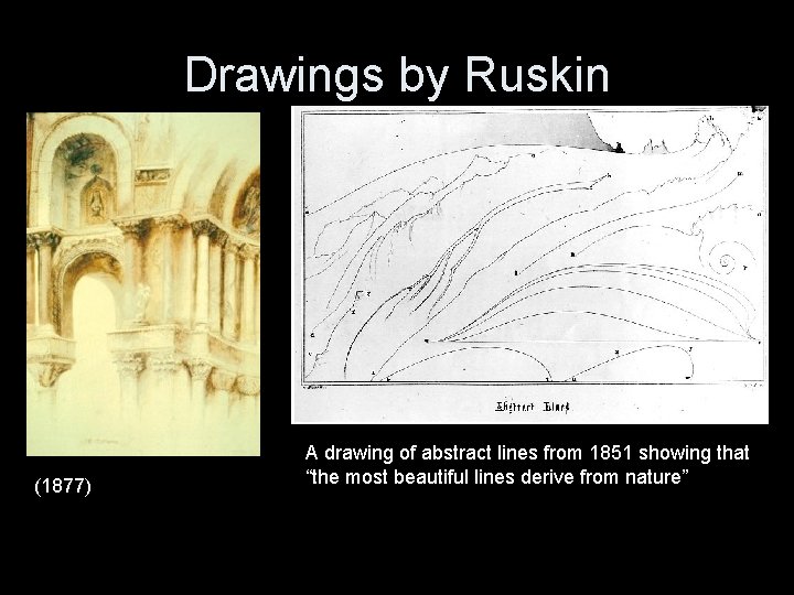 Drawings by Ruskin (1877) A drawing of abstract lines from 1851 showing that “the