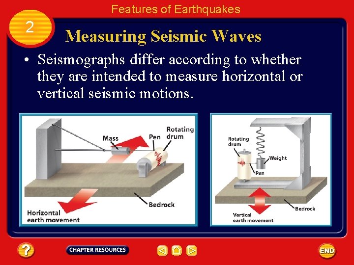 Features of Earthquakes 2 Measuring Seismic Waves • Seismographs differ according to whether they