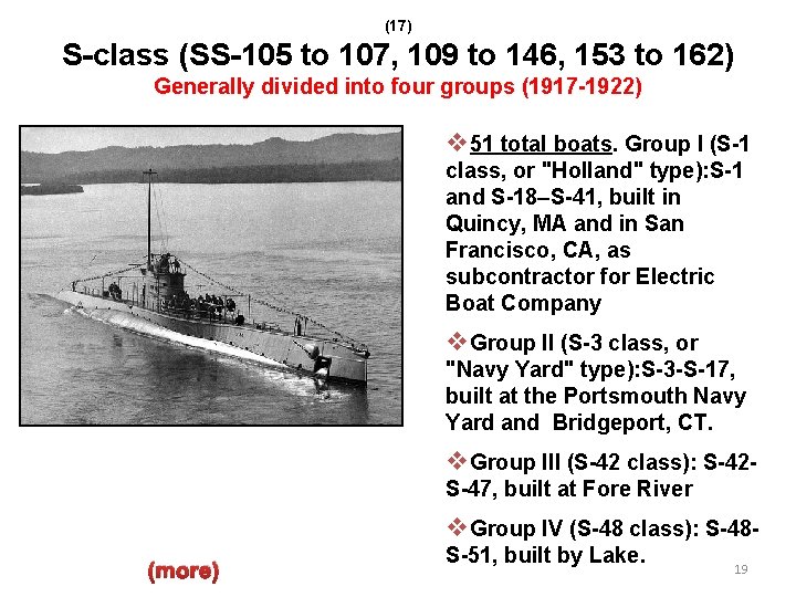 (17) S-class (SS-105 to 107, 109 to 146, 153 to 162) Generally divided into