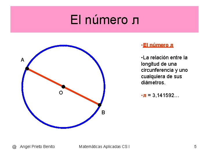 El número л • La relación entre la longitud de una circunferencia y uno
