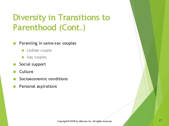 Diversity in Transitions to Parenthood (Cont. ) Parenting in same-sex couples Lesbian couple Gay