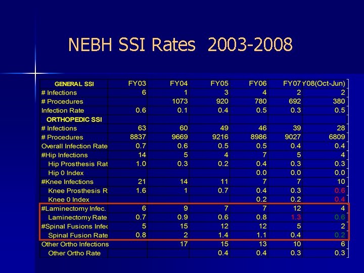 NEBH SSI Rates 2003 -2008 