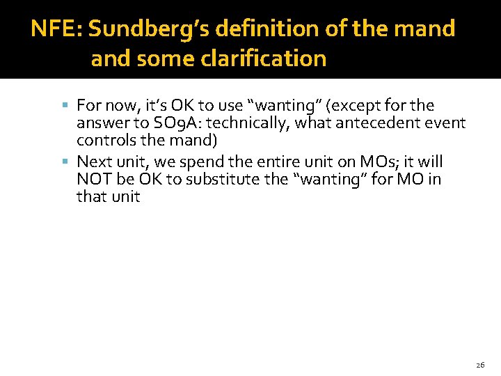 NFE: Sundberg’s definition of the mand some clarification For now, it’s OK to use