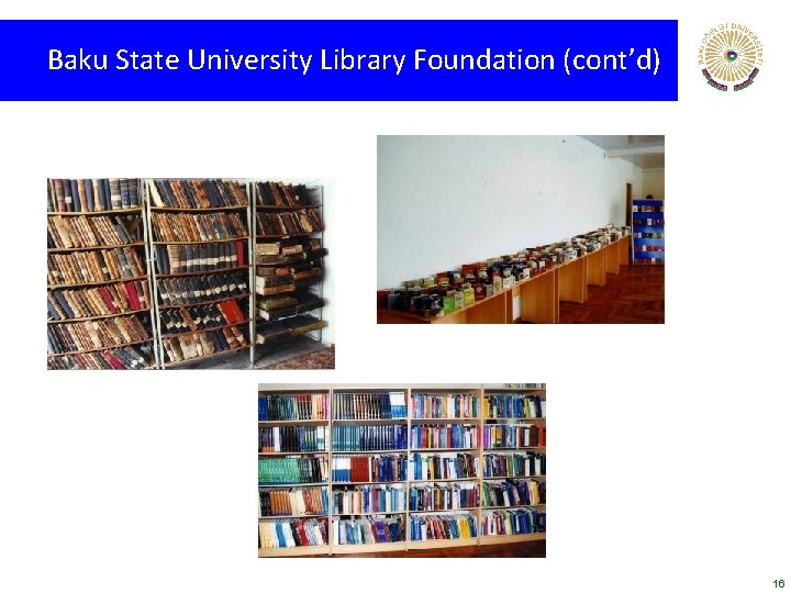 Baku State University Library Foundation (cont’d) 16 