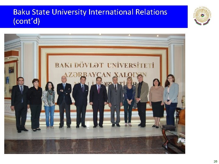 Baku State University International Relations (cont’d) 26 Baku State University International Relations (cont’d) 26