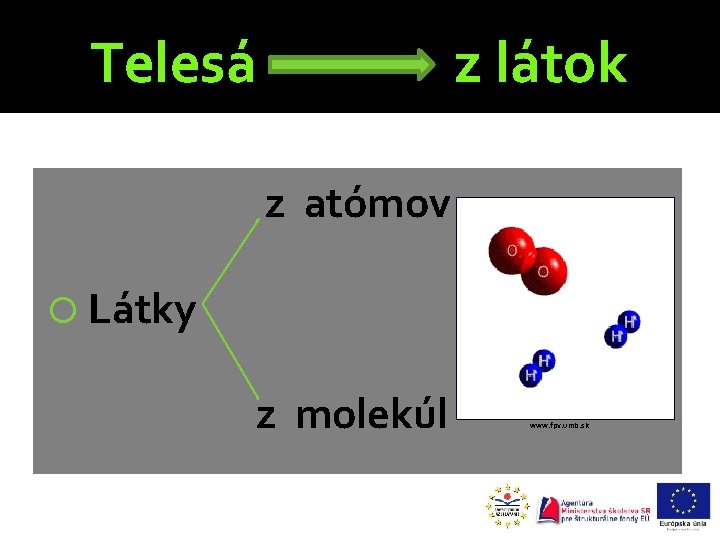 Telesá z látok z atómov Látky z molekúl www. fpv. umb. sk 