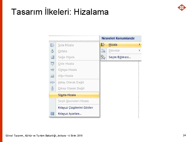 Tasarım İlkeleri: Hizalama Görsel Tasarım, Kültür ve Turizm Bakanlığı, Ankara – 6 Ekim 2010