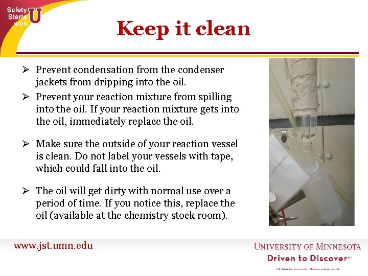 www jst umn edu Oil Bath Safety Oil