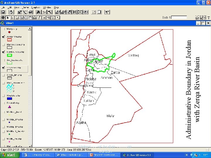 Univeristy of Jordan, Amman, Jordan Administrative Boundary in Jordan with Zerqa River Basin 