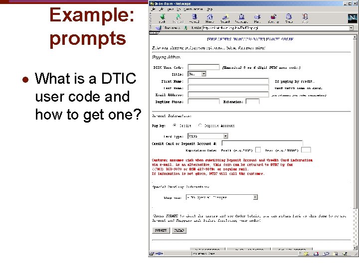 Example: prompts l What is a DTIC user code and how to get one? Example: prompts l What is a DTIC user code and how to get one?