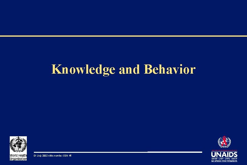 Knowledge and Behavior 01 July 2002 slide number SSA-45 