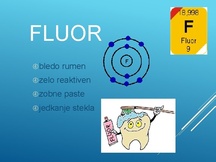 FLUOR bledo zelo rumen reaktiven zobne paste jedkanje stekla 