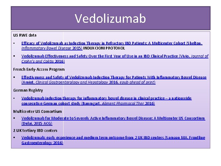 Vedolizumab US RWE data • Efficacy of Vedolizumab as Induction Therapy in Refractory IBD