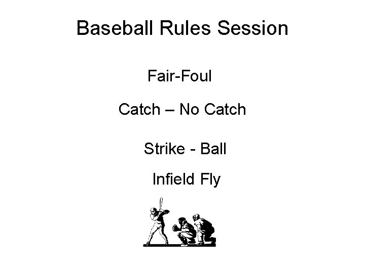 Baseball Rules Session Fair-Foul Catch – No Catch Strike - Ball Infield Fly 