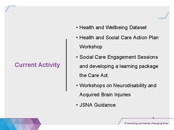  • Health and Wellbeing Dataset • Health and Social Care Action Plan Workshop