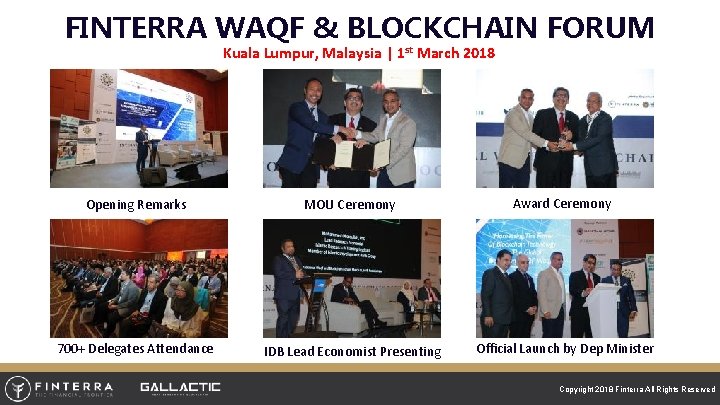 FINTERRA WAQF & BLOCKCHAIN FORUM Kuala Lumpur, Malaysia | 1 st March 2018 Opening