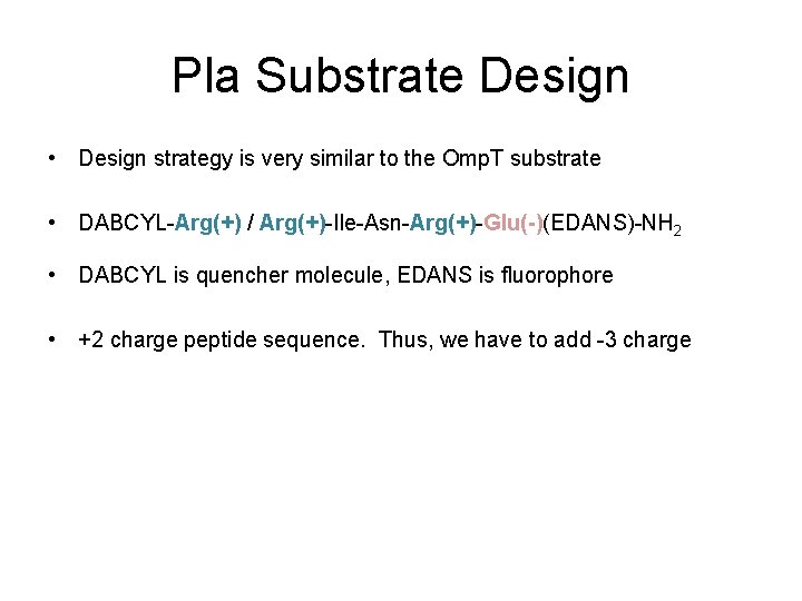 Pla Substrate Design • Design strategy is very similar to the Omp. T substrate