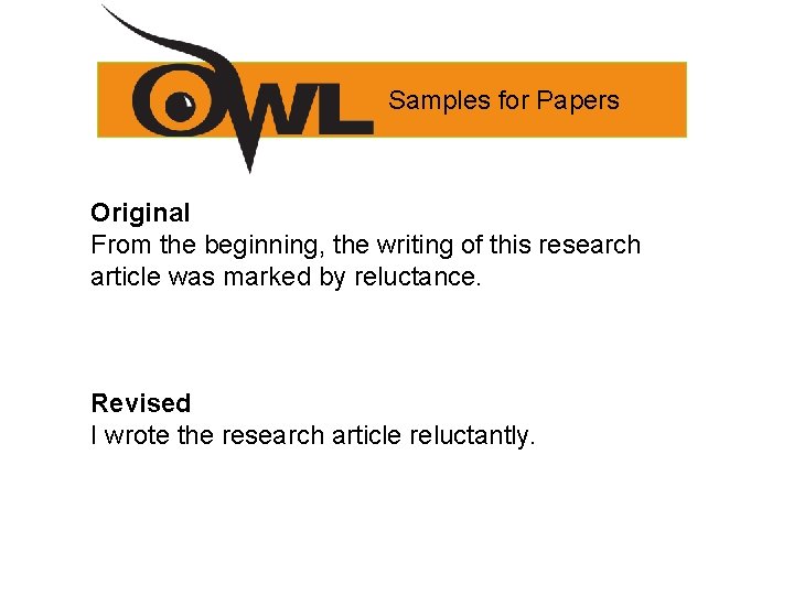Samples for Papers Original From the beginning, the writing of this research article was