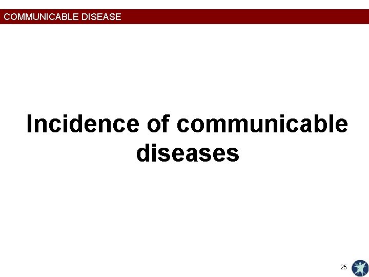 COMMUNICABLE DISEASE Incidence of communicable diseases 25 