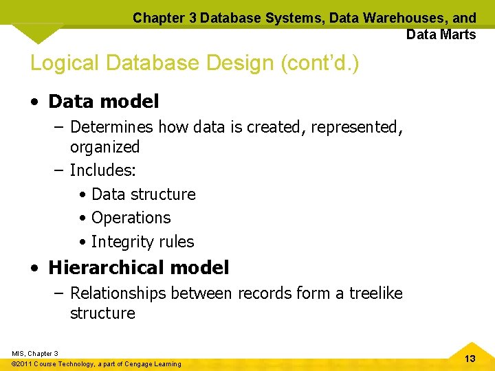 Chapter 3 Database Systems, Data Warehouses, and Data Marts Logical Database Design (cont’d. )