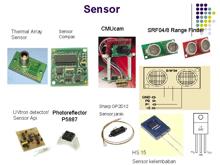 Sensor Thermal Array Sensor Compas CMUcam SRF 04/8 Range Finder Sharp GP 2 D