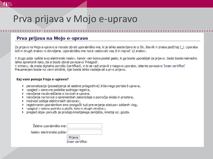 Prva prijava v Mojo e-upravo 
