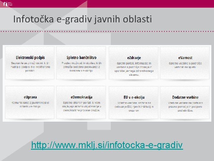 Infotočka e-gradiv javnih oblasti http: //www. mklj. si/infotocka-e-gradiv 
