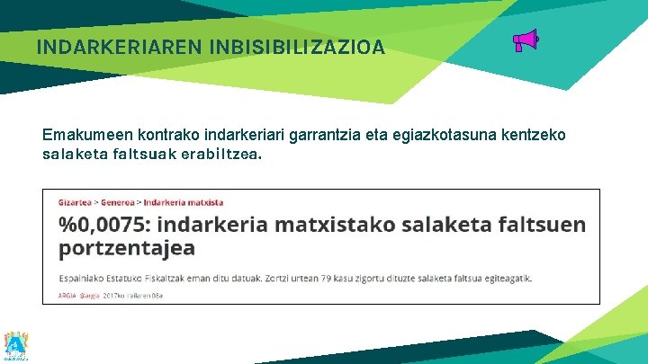 INDARKERIAREN INBISIBILIZAZIOA Emakumeen kontrako indarkeriari garrantzia eta egiazkotasuna kentzeko salaketa faltsuak erabiltzea. 