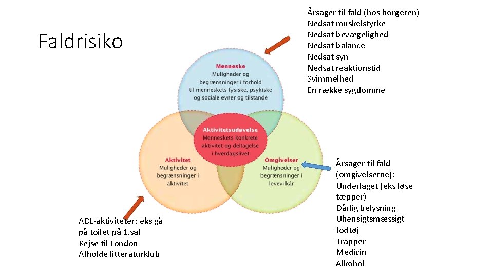 Faldrisiko ADL-aktiviteter; eks gå på toilet på 1. sal Rejse til London Afholde litteraturklub