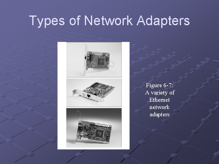 Types of Network Adapters Figure 6 -7: A variety of Ethernet network adapters 