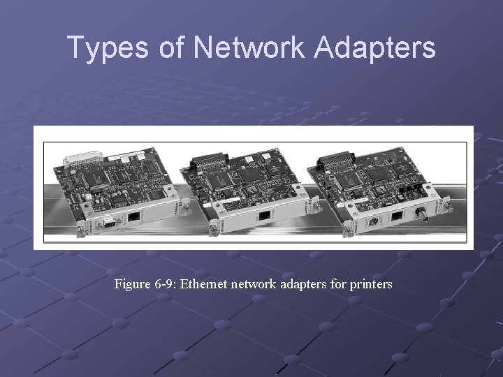 Types of Network Adapters Figure 6 -9: Ethernet network adapters for printers 