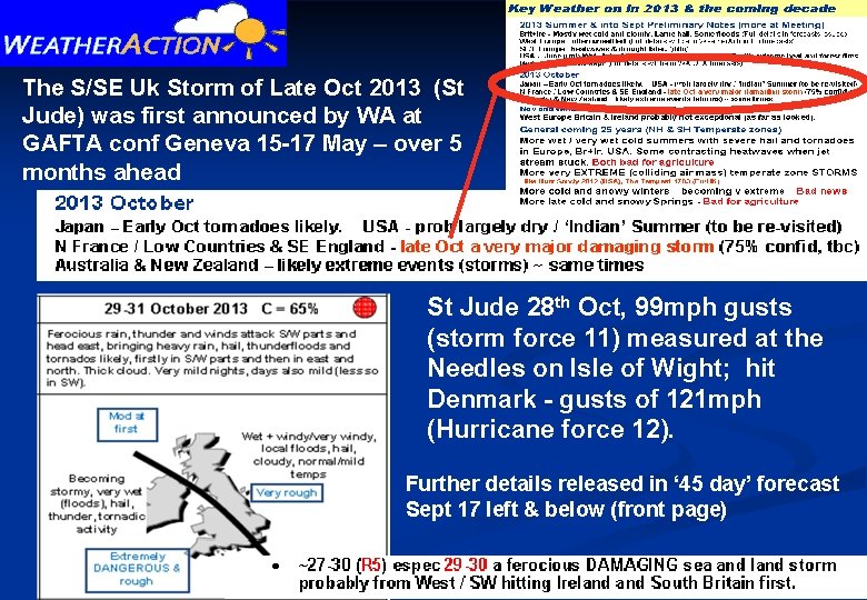 The S/SE Uk Storm of Late Oct 2013 (St Jude) was first announced by