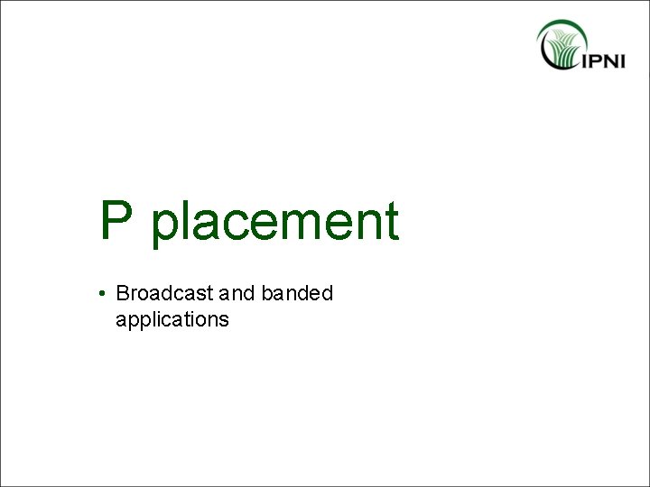 P placement • Broadcast and banded applications 